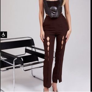 Mistress rocks brand new brown pants